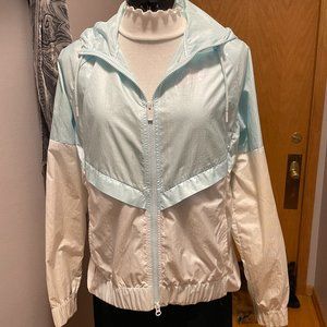 NIKE Essential Packable Running Zip Rain Jacket Lightweight Waterproof Blue/Wh